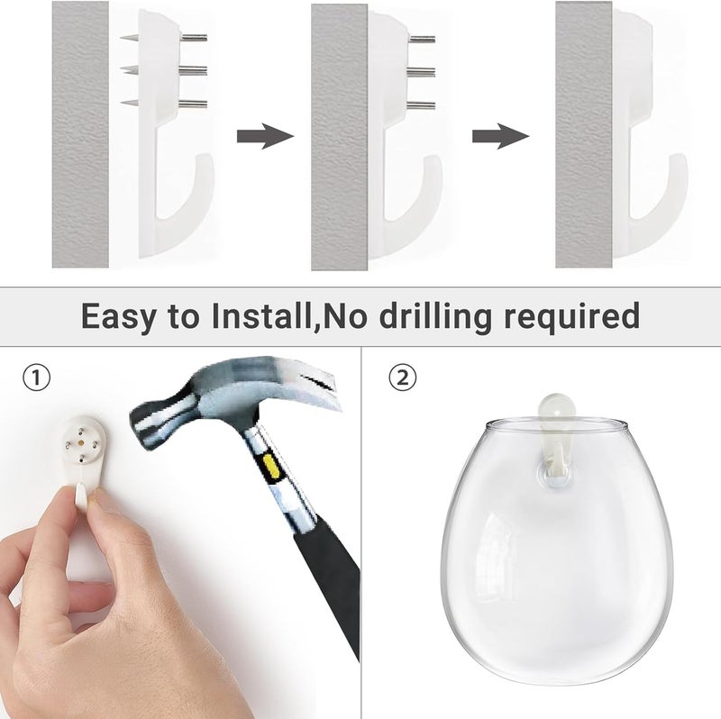 Dahey Propagation Stations Wall Hanging Planters Glass Wall Mounted Vases Oblate Terrarium for Flowers Hydroponics Indoor Plants Home Bathroom Office Decor 2 Pack - Image 4